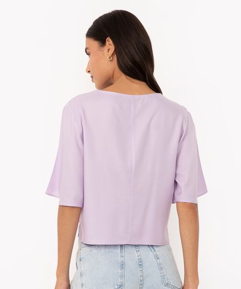 camiseta ampla de viscose manga curta lilás