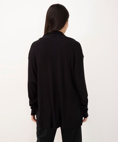 cardigan de viscose manga longa preto