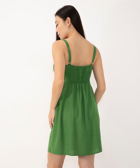 vestido curto com nó de alça verde