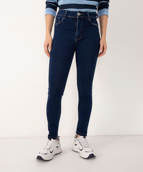 calça jeans cigarrete push up cintura alta sawary azul