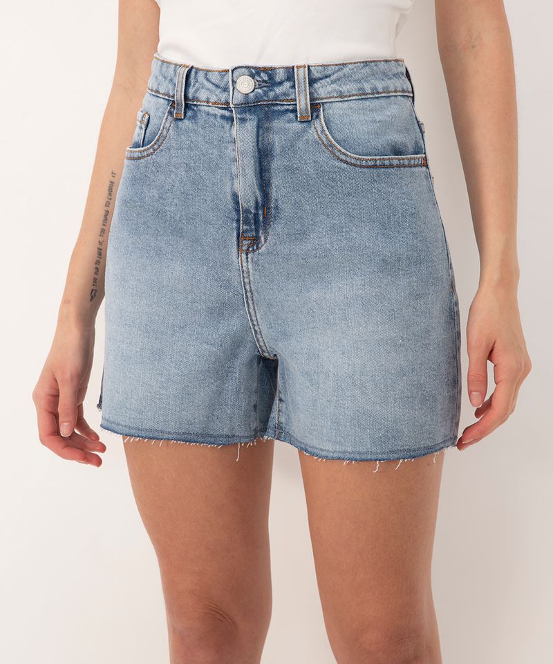 Shorts Jeans Barra a Fio Azul Claro Eco Denim™