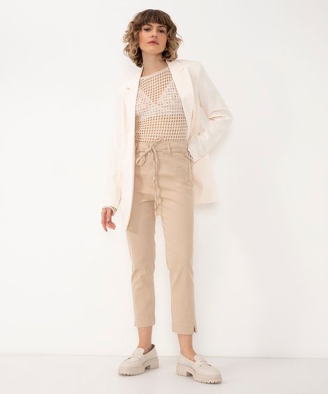 calça cigarrete cintura alta sawary  areia