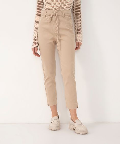 calça cigarrete cintura alta sawary  areia
