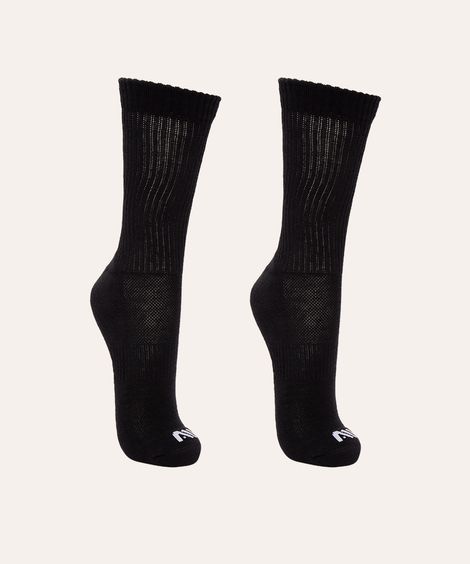 kit de 2 pares de meias cano alto  preto