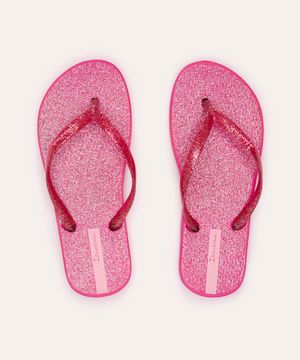 chinelo infantil glitter Ipanema rosa médio