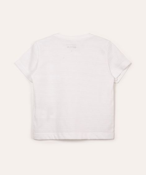 camiseta de algodão infantil texturizada com bolso manga curta branco