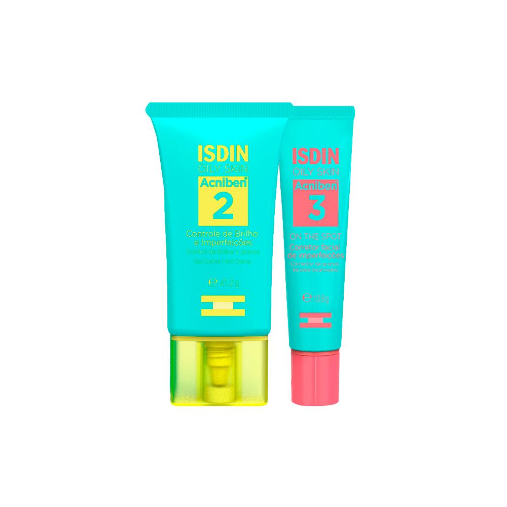 Kit Isdin Oily Skin Acniben - Gel Creme Facial e Gel Secativo para Espinhas