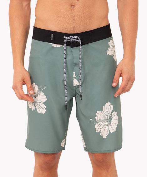 bermuda floral cós com cardão verde
