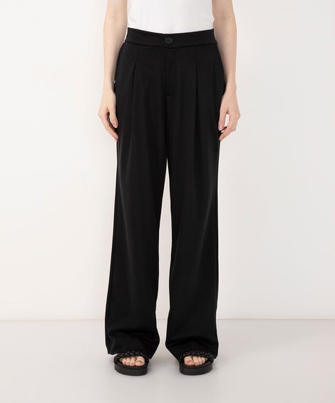 calça wide leg com bolsos preto