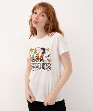 camiseta de algodão peanuts manga curta off white