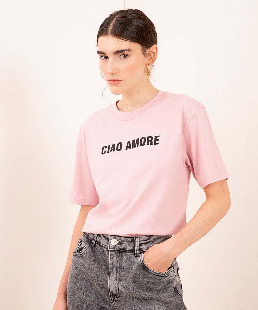 Camiseta de manga curta feminina 100% algodão, rosa doce, estampa Angel  Kitty, blusa solta, roupa