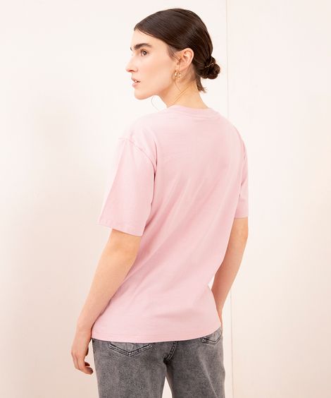 camiseta de algodão ciao amore manga curta mindset rosa