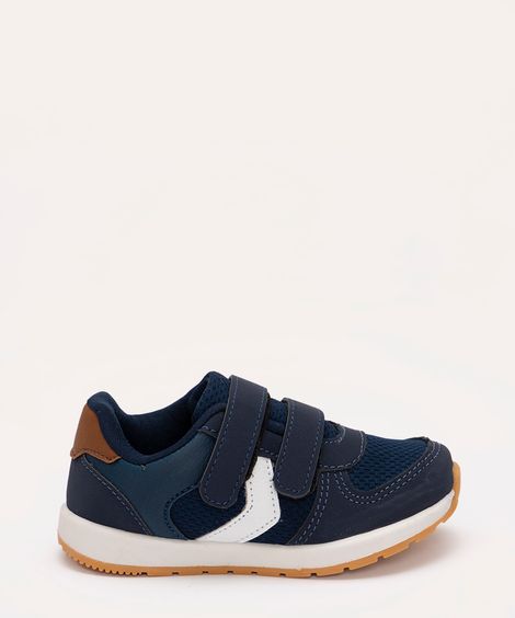 tênis infantil com tiras e velcro azul marinho