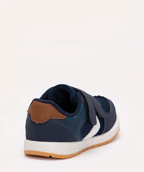 tênis infantil com tiras e velcro azul marinho