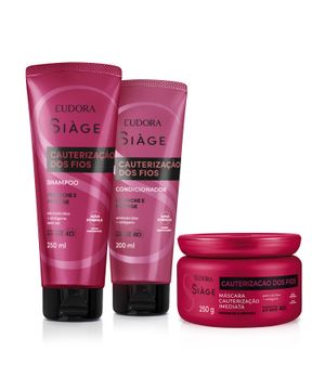 Eudora Kit Siàge Cauterização dos Fios: Shampoo 250ml + Máscara Capilar 250ml + Condicionador 200ml