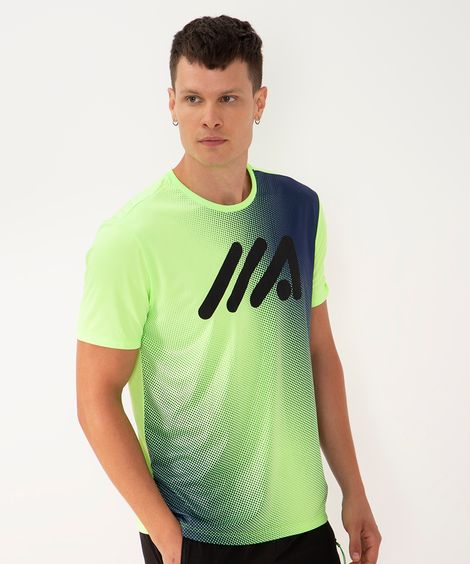 camiseta manga curta esportiva verde fluor
