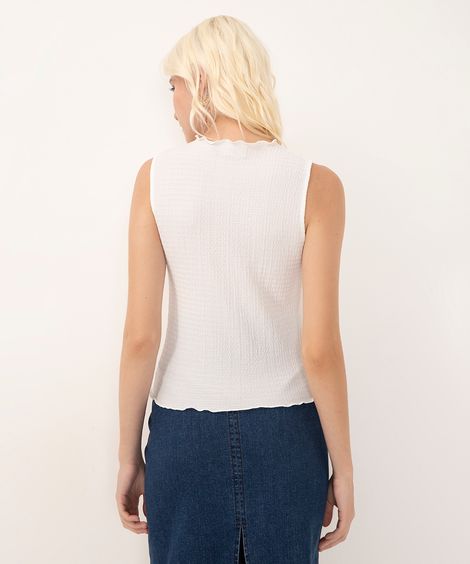 regata texturizada gola alta fru fru off white