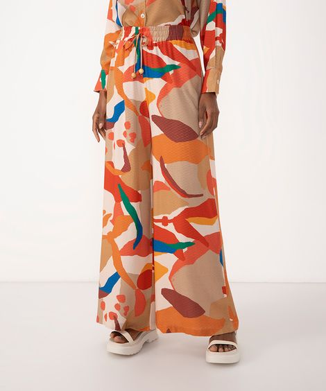 calça pantalona de viscose ateliê mão de mãe bege claro