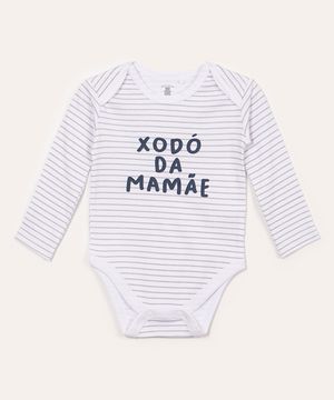 body infantil de algodão xodó da mamãe manga longa off white