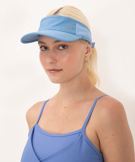 viseira com microfuros e velcro esportiva azul