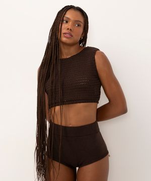 calcinha hot pant em tricot ateliê mão de mãe marrom escuro