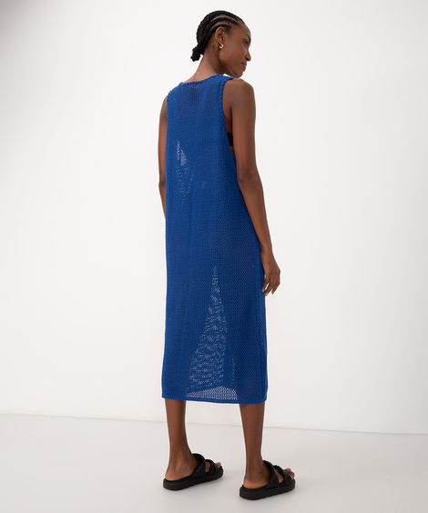 vestido midi de tricot ateliê mão de mãe azul