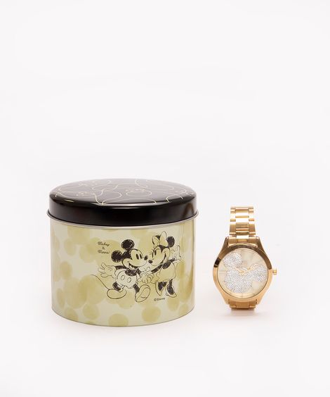 Relógio Analógico Disney Mickey Strass 99656LPMEDS1 dourado