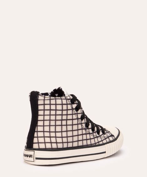 tênis infantil quadriculado cano alto mooui off white