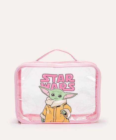 necessaire baby yoda com alça transparente