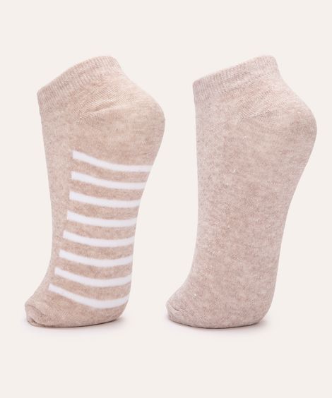 kit de 2 meias listras cano baixo off white