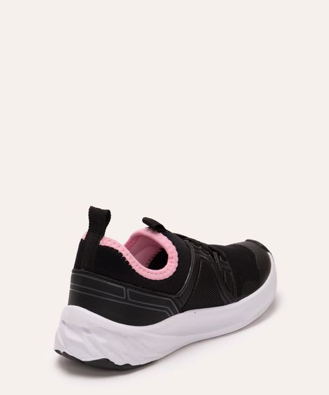 tênis infantil com elástico e recorte rosa