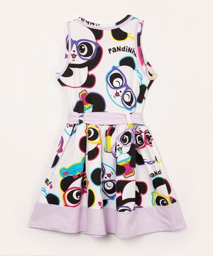 vestido infantil evasê pandinha luluca colorido