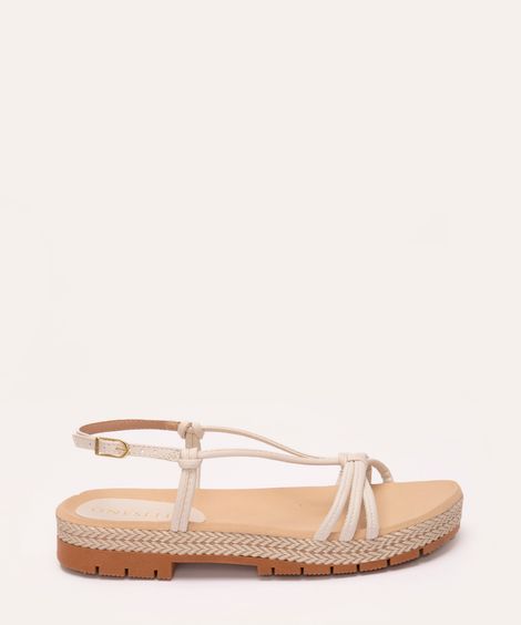sandália flatform tiras finas texturizada oneself off white