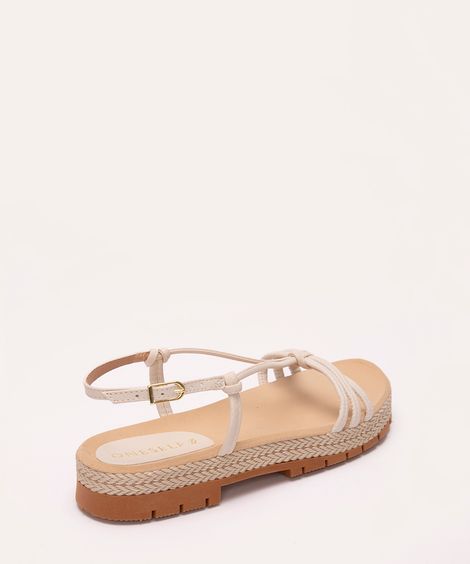 sandália flatform tiras finas texturizada oneself off white