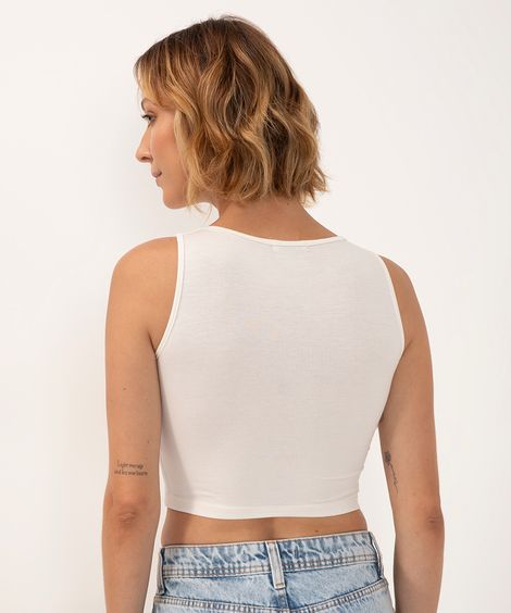 cropped de viscose alça média verde médio - off white