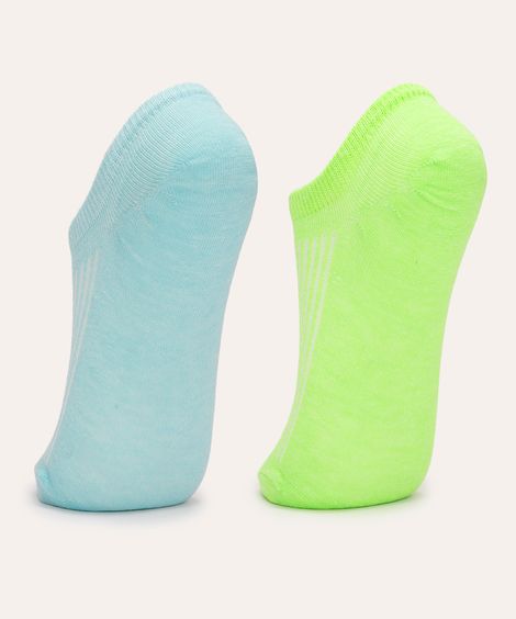 kit de 2 pares de meias invisíveis texturizadas colorido