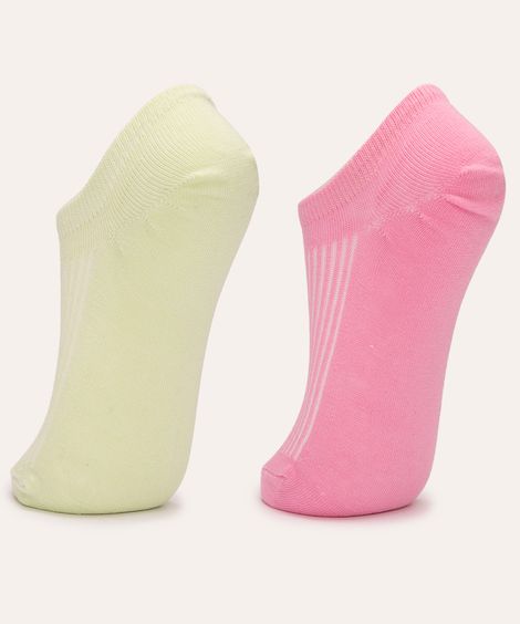 kit de 2 pares de meias invisíveis texturizadas colorido