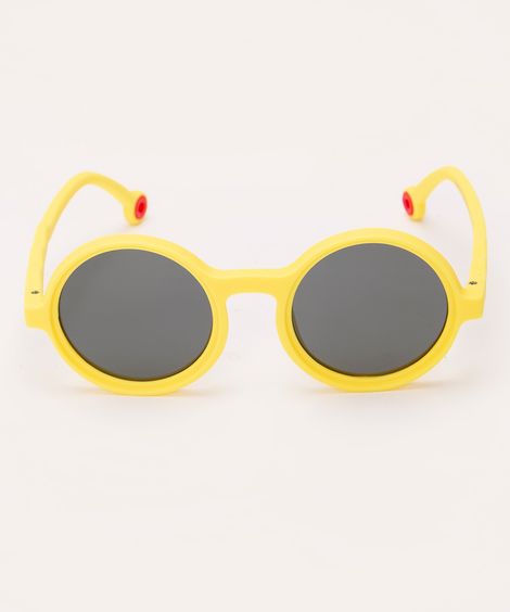 óculos de sol infantil redondo com proteção uv amarelo