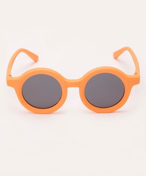 óculos de sol infantil redondo com proteção uv laranja