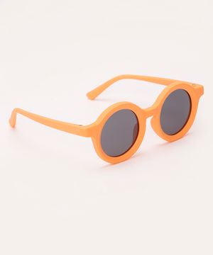 óculos de sol infantil redondo com proteção uv laranja