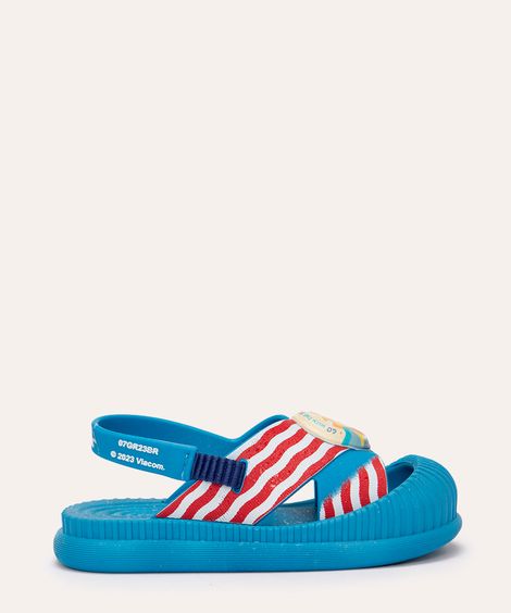 sandália infantil tiras cruzadas baby shark com elástico azul