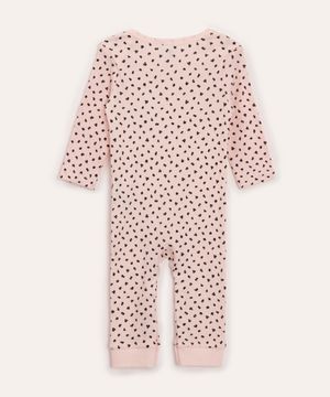 macacão infantil longo animal print rosa