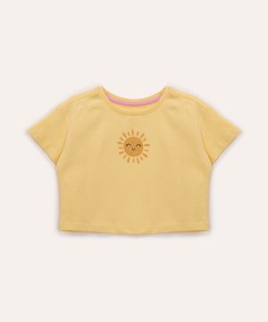 camiseta infantil de algodão sol manga curta amarelo