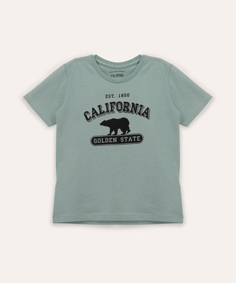 camiseta infantil de algodão califórnia manga curta verde