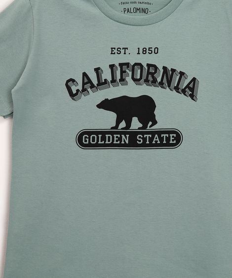 camiseta infantil de algodão califórnia manga curta verde