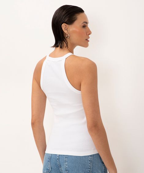 regata de algodão halterneck off white