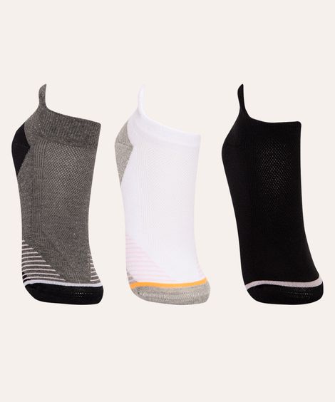kit de 3 pares de meia training esportiva preto