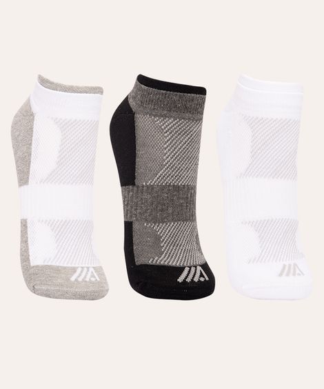 kit de 3 pares de meia training esportiva cinza mescla