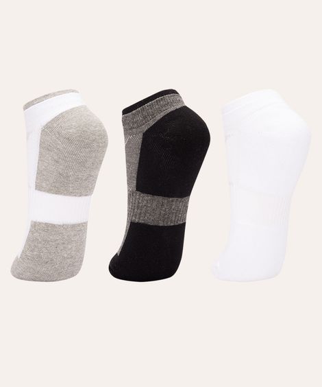 kit de 3 pares de meia training esportiva cinza mescla