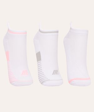 kit de 3 pares de meia training esportiva ace branco